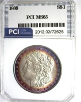 1889 Morgan PCI MS65 Blue Purple Rim