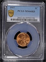 1957 LINCOLN CENT PCGS MS66RD