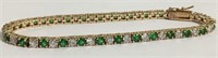 Sterling Silver Bracelet With Clear & Green Stones