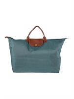 Longchamp Grey Nylon Gold-tone Flap Closure Tote