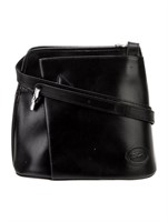 Longchamp Black Leather Jacquard Crossbody Bag