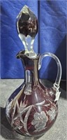Vintage Bohemian Ruby Red Cut to Clear Decanter AI