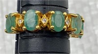 Natural emerald,925 silver , gold plated ring