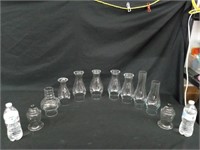 C CLEAR GLASS CHIMNEYS & PART OF CANDLE HOLDERS