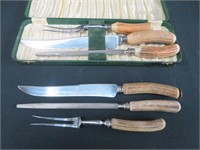 2 CARVING SETS (BOTH 3 PCS & 1 W FITTED CASE)