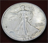 1942 S AU Grade Walking Liberty Half Dollar