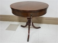 Round Parlor Table w/Metal Claw Feet & Drawer