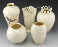 Lot # 3969 - (5) Lenox Porcelain vases: Lilies