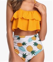 New (Size L) Women Yellow Two Piece Swimsuits