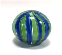 Glass Art Swirl Blue Paper Weight Sphere