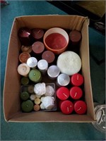 Box of candles for decorating or camping