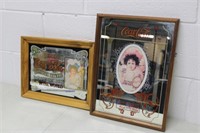 2 Framed Cocal Cola Mirrors Tallest 15.5x11.5