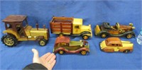 5 wooden cars - trucks - tractor (all modern)
