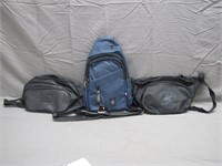 Lot with 2 Vintage Fanny Packs and 1 Crossbody Bag