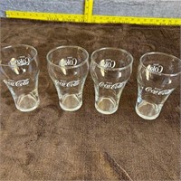 Vtg Set of 4 Clear Coca-Cola Soda Fountain Glasses