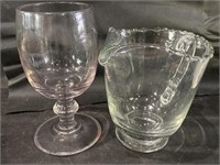 VTG Fostoria Glass Pitcher & Spooner Goblet