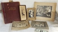Antique photos and scrap book with newspaper
