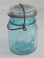 VTG OLD QUICK SEAL JAR GLASS TOP-GREAT SHAPE