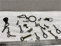 Antique Skeleton Keys, Corkscrew etc
