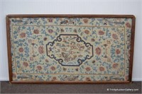 Vintage Hand Embroidered Tapestry in Wood Frame