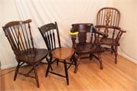 4 Vtg. Ethan Allen Mix-Matched Chairs, Windsor+