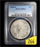 1904-O Morgan dollar, PCGS slab certified MS-63