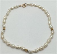 Pearl Beaded Bracelet W 14k Gold