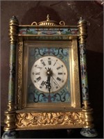 8 x 5" Quartz Brass and Enamel Mantle Clock