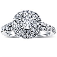 1 Ct TW Diamond Cushion Halo Engagement Ring 3,000