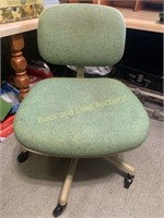 Vintage green fabric secretary chair