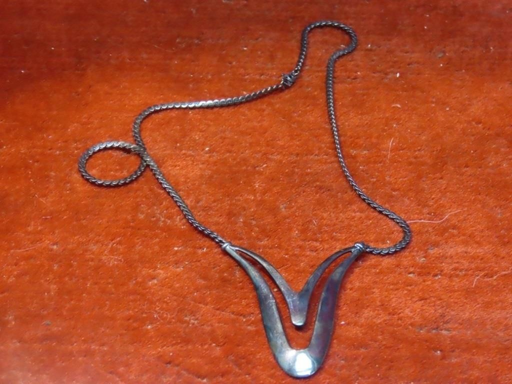 Sterling silver Crans marked modernist necklace.