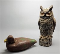 Wood Duck & Plastic Owl Decoys