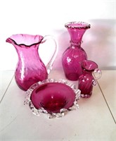 Selection Hand Blown Cranberry Glass