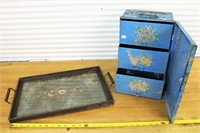 Antique spice cabinet & tray