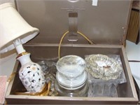 Box with Ash Trays, Jars & Lamp