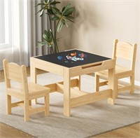 JONUTATO Kids Table and Chair Set, 3 in 1 Solid