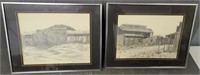(2) Framed Old Time Drawings