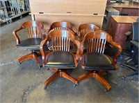 5pc Vintage Swivel Banker's Chairs
