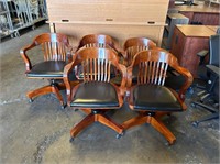 5pc Vintage Swivel Banker's Chairs