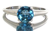 Beautiful Round Blue Zircon Solitaire Ring