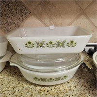 Fire King Meadow Green Loaf & Casserole Dishes
