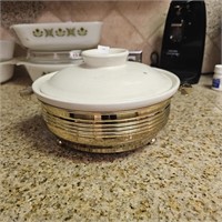 Mid Century Hall China Co Casserole Dish In Caddy