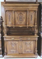 Henri II Style Spindled Gallery Walnut Buffet