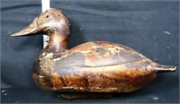 Vintage wood carved brown/black duck decoy