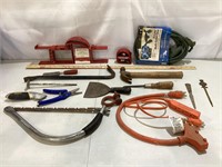 Garden Stuff - saw, cords, hammer etc