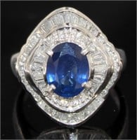 Platinum 2.94 ct Natural Sapphire & Diamond Ring