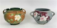 Roseville Magnolia and White Rose Pottery Jars