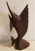 Stunning Carved Wood Sailfish Statue Figure