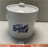 EXCELLENT CONDITION SUGAR COVERED JAR, STAMPED