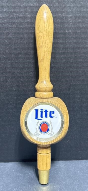 (AC) Wooden Miller Light Beer Tap Handle, 12"L